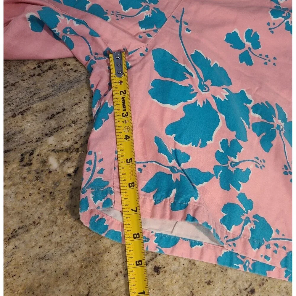 Vintage Men's Size XL Hawaiian Style Honolulu Pink Blue Shorts 36x7 Drawstring - Picture 7 of 13